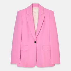 Zara Pink Tailored Blazer with Shoulder Pads, XS
